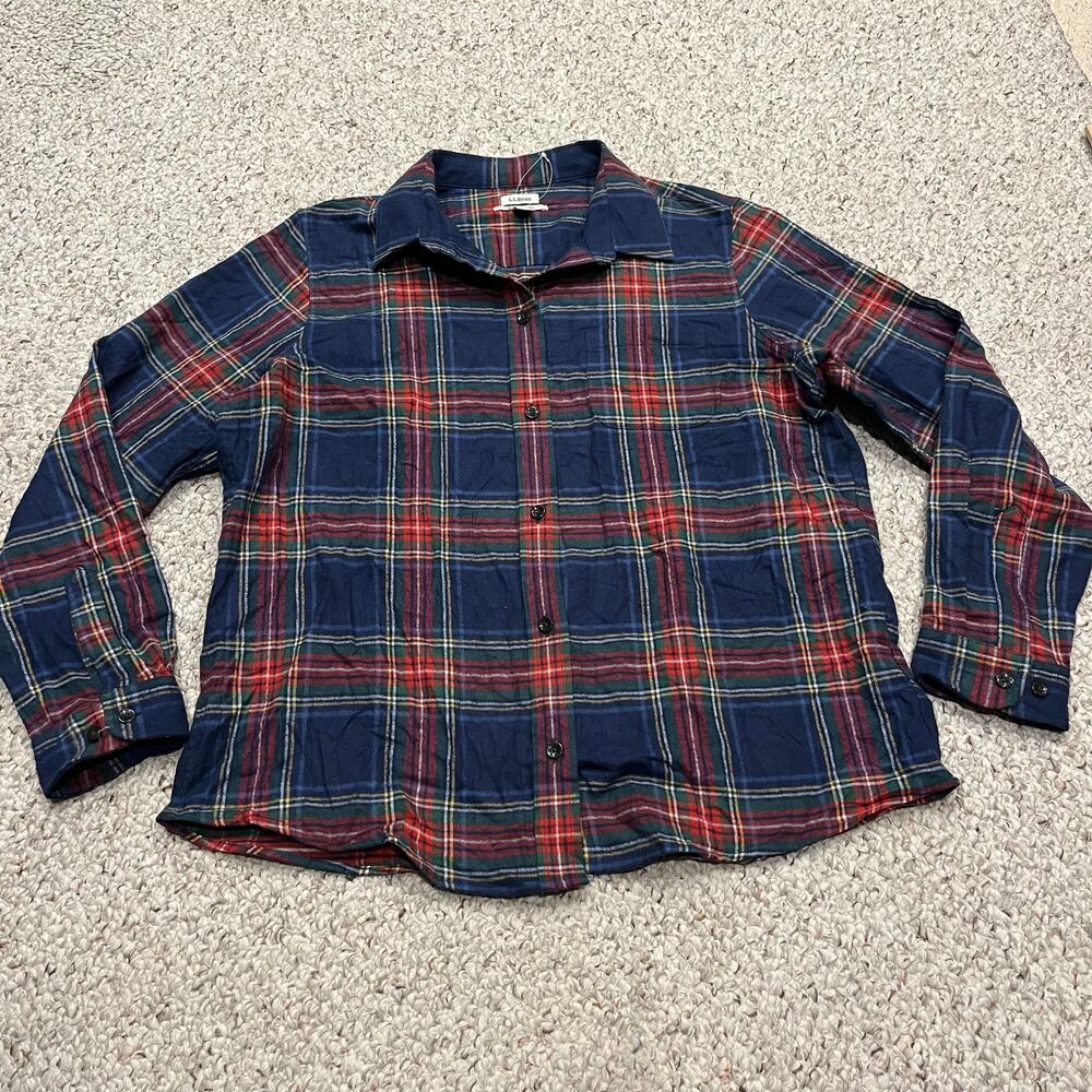 LL Bean Scotch Plaid Flannel Button Down Shirt L Relaxed Fit Outdoor Casual